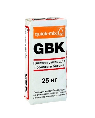 Клеевая смесь для пористого бетона GBK 25кг Quick-mix