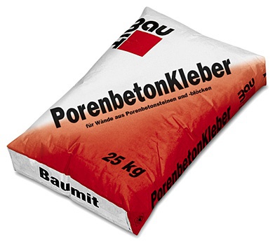 Кладочный раствор для газобетона PorenbetonKleber 25кг Baumit