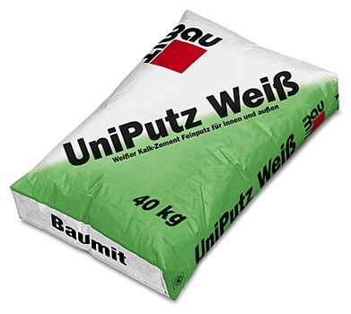 Универсальная белая штукатурка UniPutz Weiss 40кг Baumit