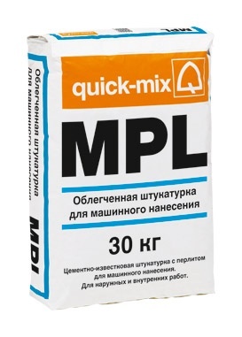 Минеральная легкая штукатурка MPL nwa 30кг Quick-mix
