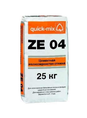 Цементная мелкозернистая стяжка ZE04 25кг Quick-mix 